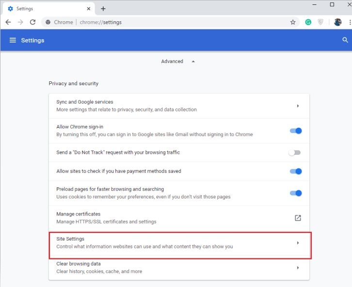 Site-Settings-Chrome