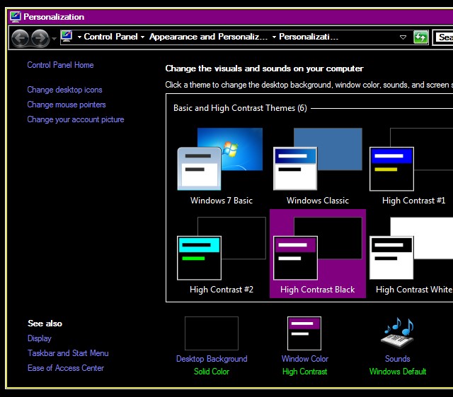 Windows 7 High-Contrast Black Theme