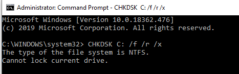 a disk read error occurred chkdsk