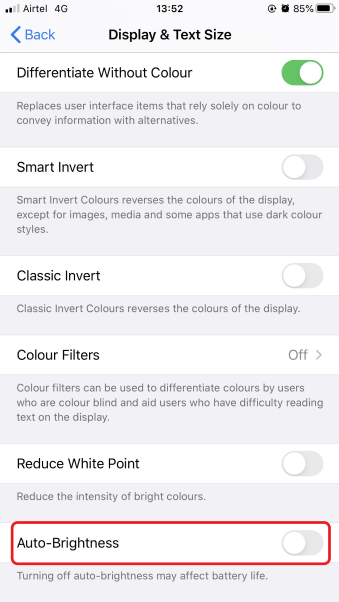 auto brightness off