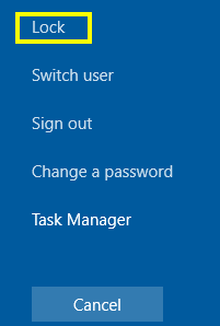 control alt delete lock