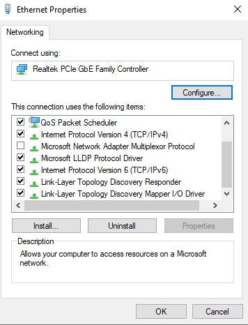 ethernet properties