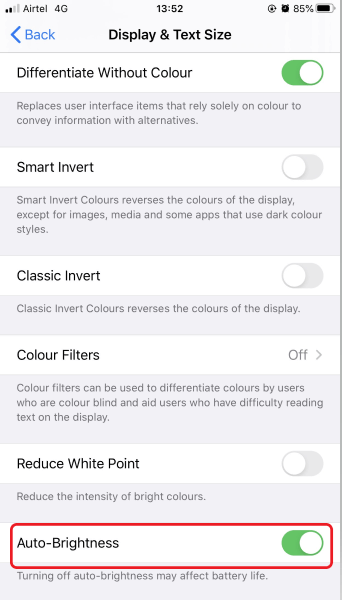 iphone auto brightness