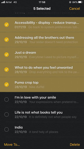 iphone select notes