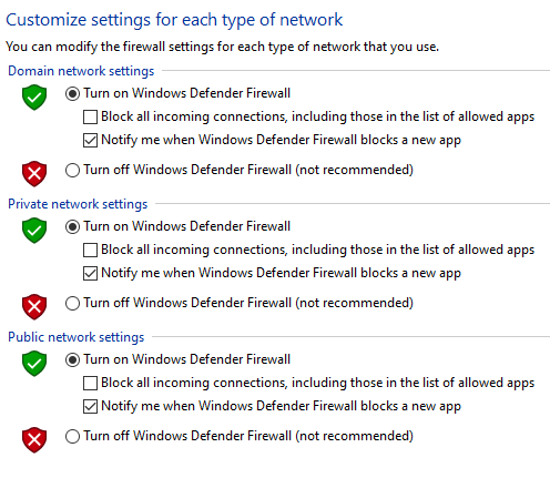 turn off firewall