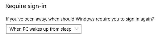user account settings lock screen