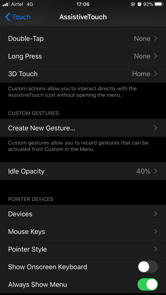 custom gestures iOS 13.3