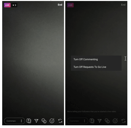 how to hide comments on instagram live video