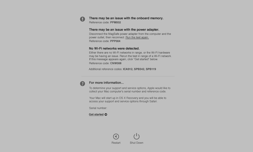 Apple Diagnostics Hardware Test