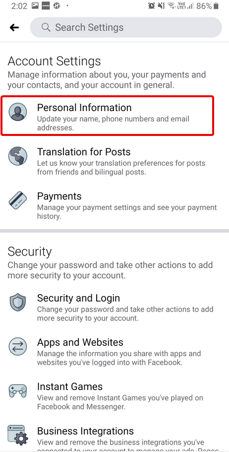Personal Information_Facebook