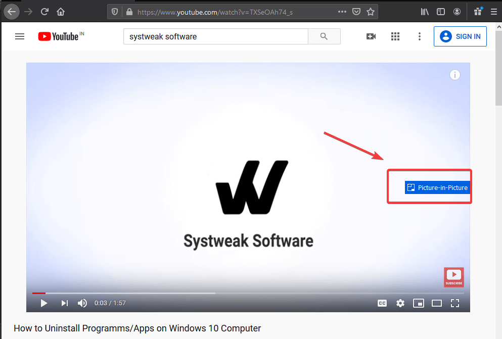 Picture in picture firefox 8