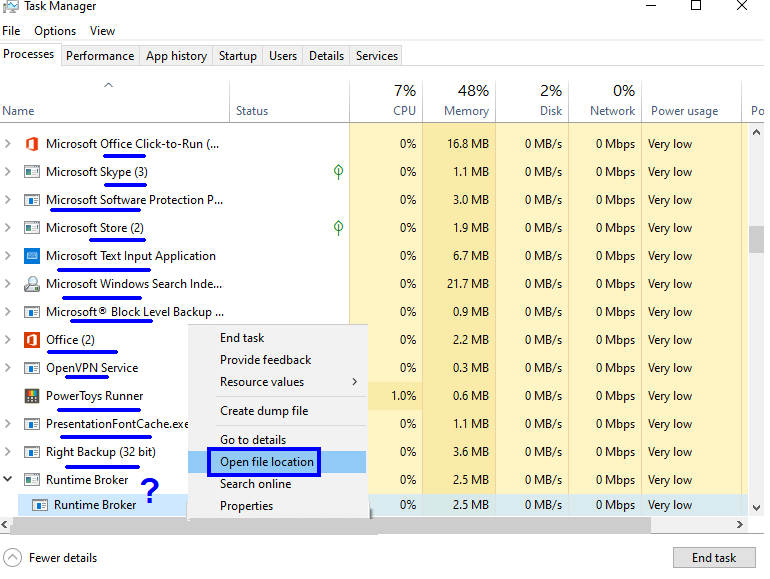 Redl Ransomware check process in task manager