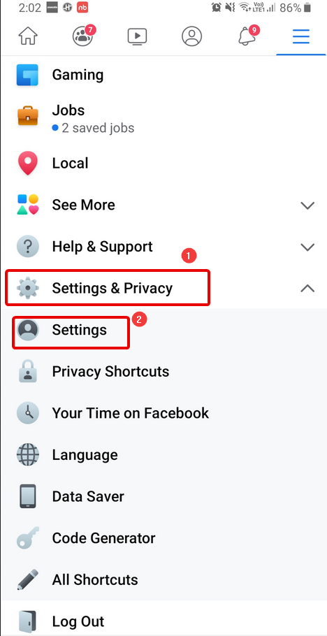 Settings and privacy_Facebook