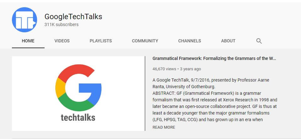 best tech channels on YouTube Google tech talks