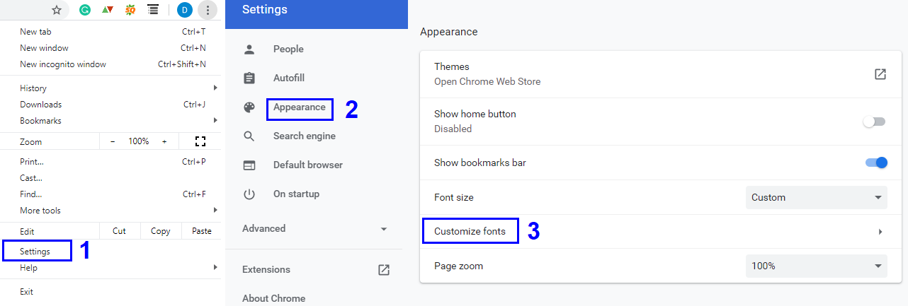 change Google Chromes default font