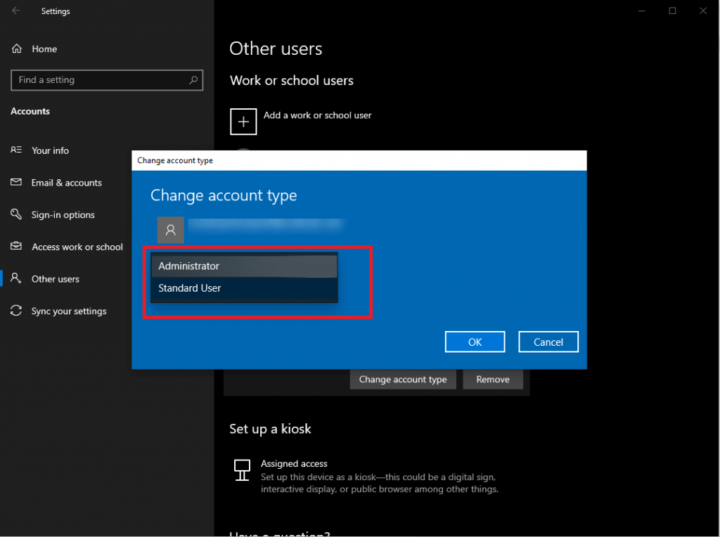 change account page