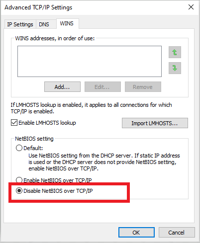 disable NetBIOS