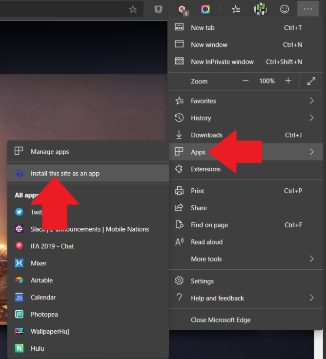 drop-down menu