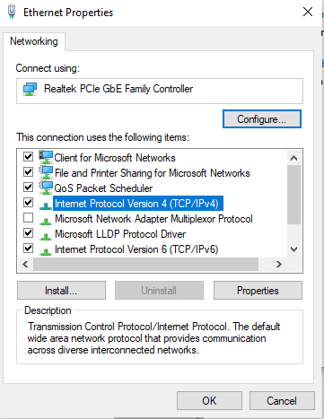 ethernet properties