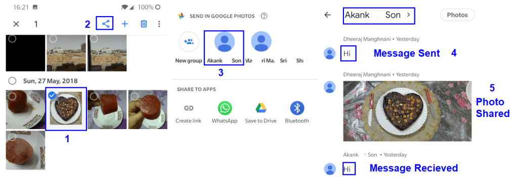 google photos messaging feature steps