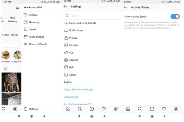 instagram profile setting