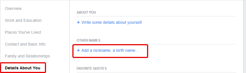 nickname change on facebook