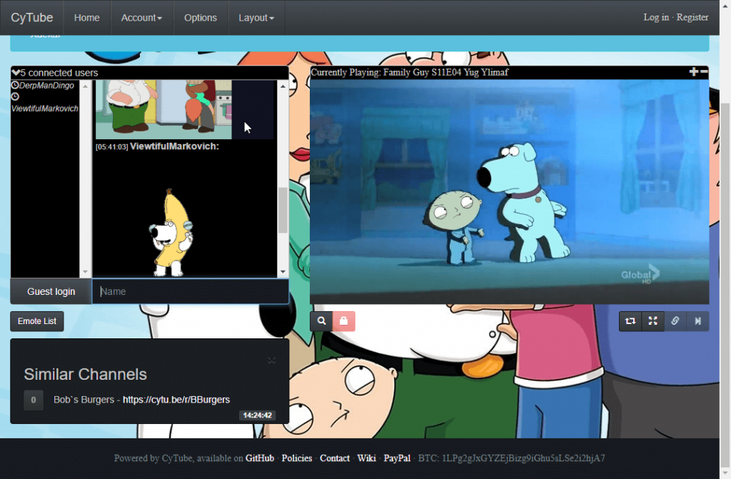 CyTube to wathc videos together