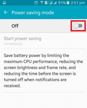 Disable Power Saving Mode