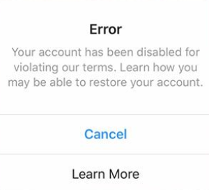 Disabled by Instagram