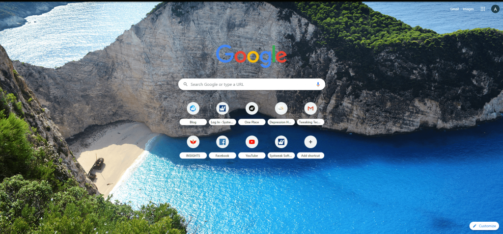 Greek Beach chrome browser background