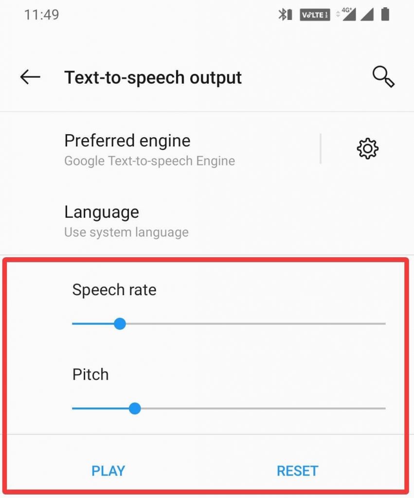 text to speech pitch and speed