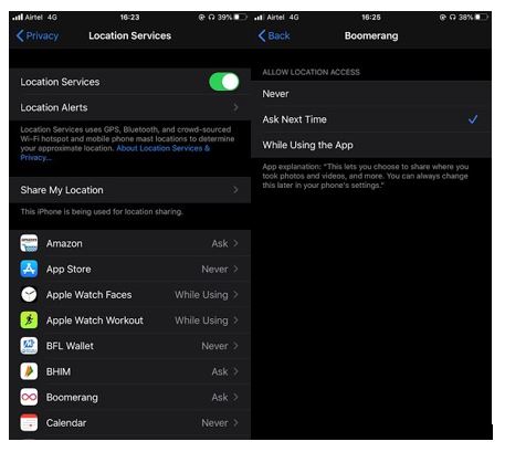 Location Data Permissions