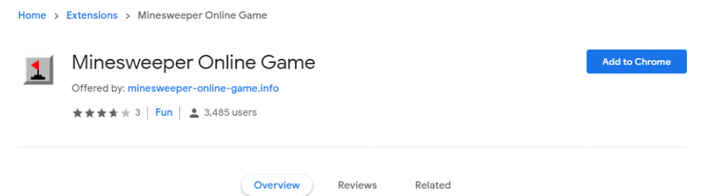 Minesweeper online game google chrome extension