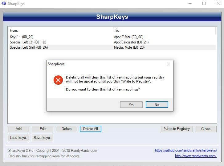 how to quickly disable and enable sharpkeys