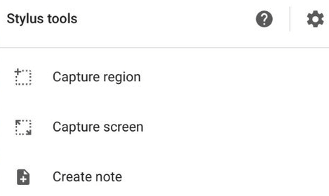 Stylus options screenshot chromebook