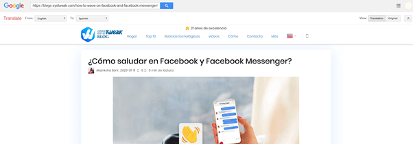Using Google Translate Web Tool