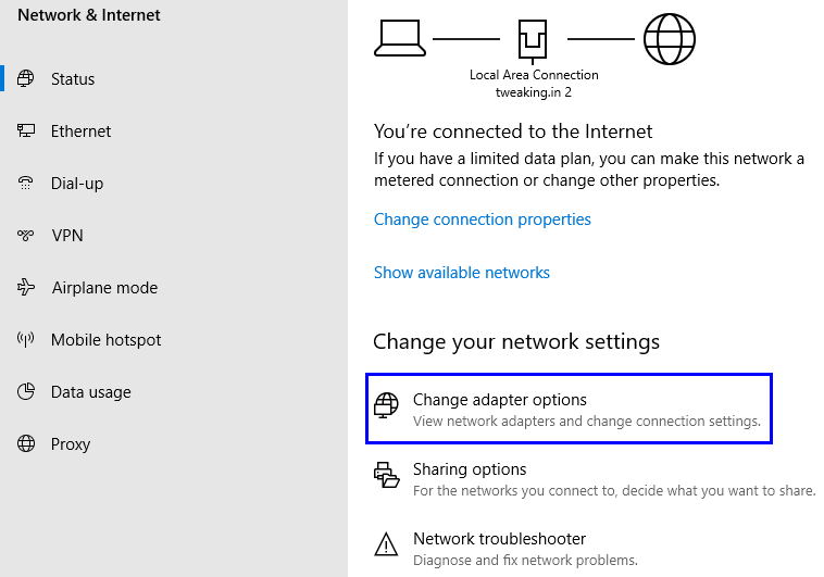 adapter setting