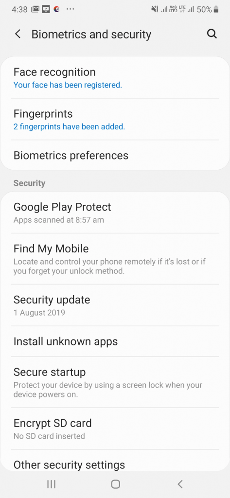 biometrics and security - how to unlock android phone