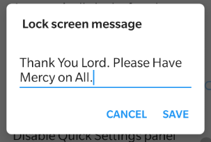 lock screen message