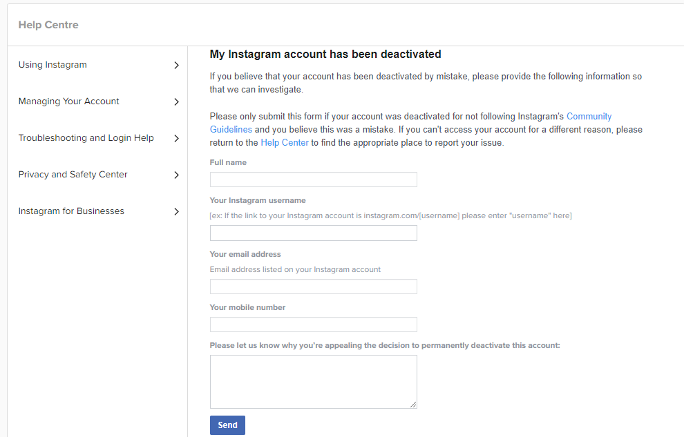 ractivate your instagram account