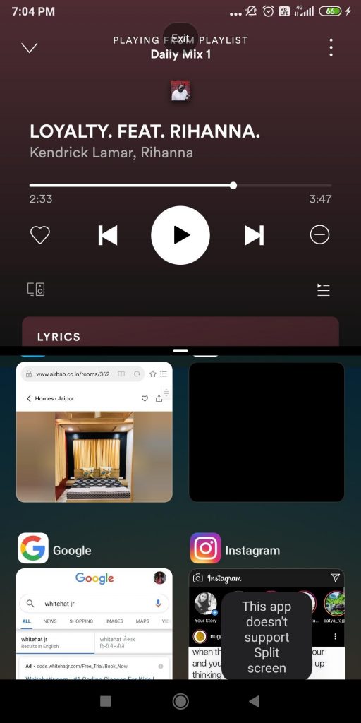 split screen android