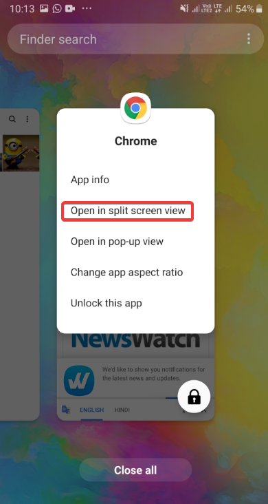 split screen view