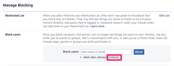 unblock someone on facebook desktop