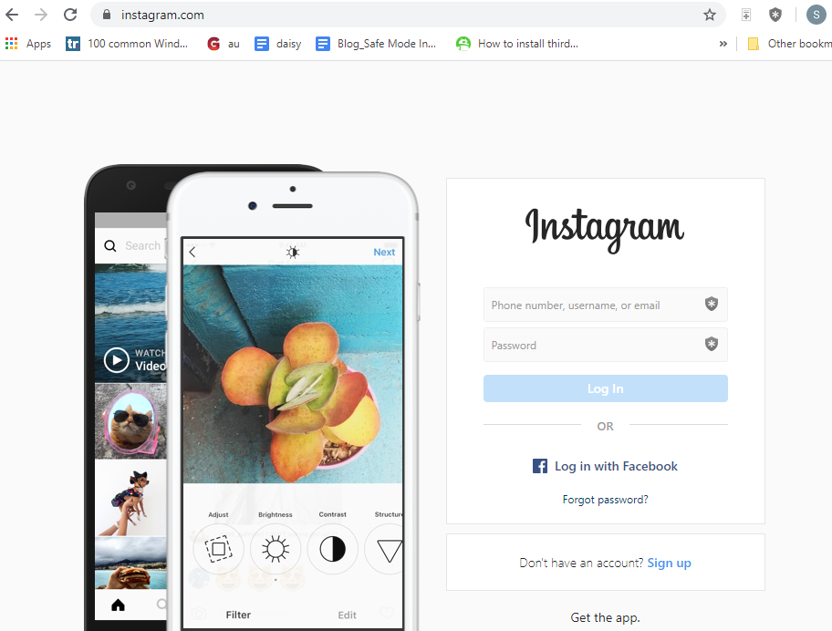 web version of Instagram