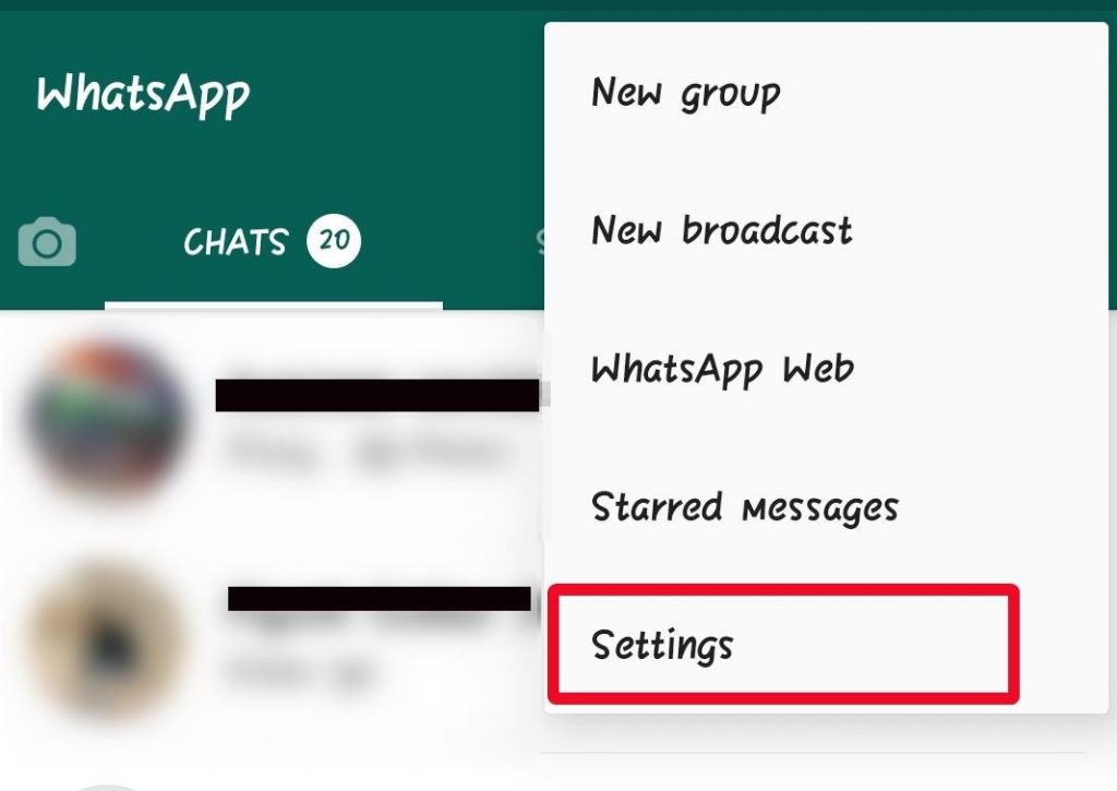 whatsapp setting