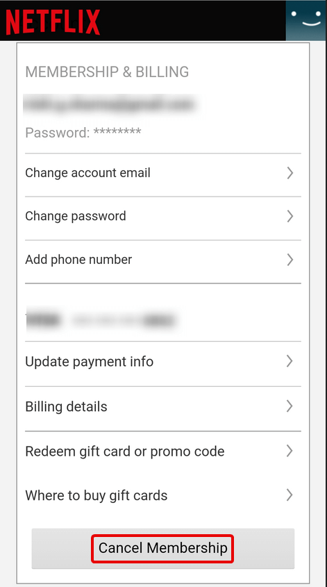 How to cancel Netflix on Android step 4