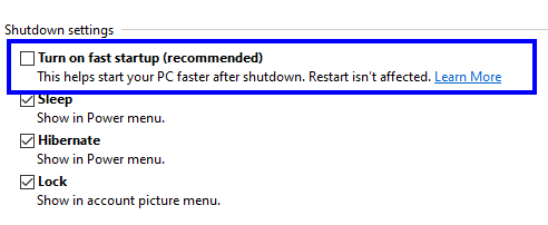 Turn on fast start-up