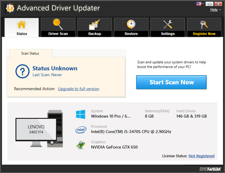 Advanced Driver Updater Scan