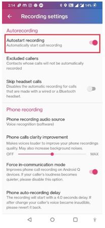 autostart recording