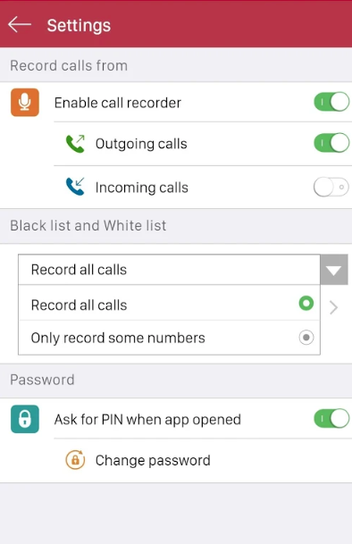 call recording setting